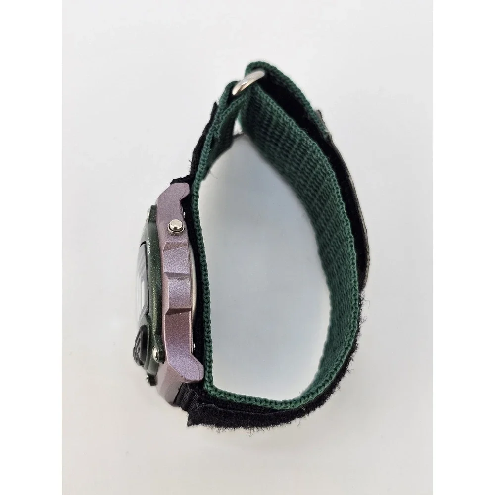 Men's Sports Digital Watch 40MM Green Black Nylon Band Light Chrono New Battery
